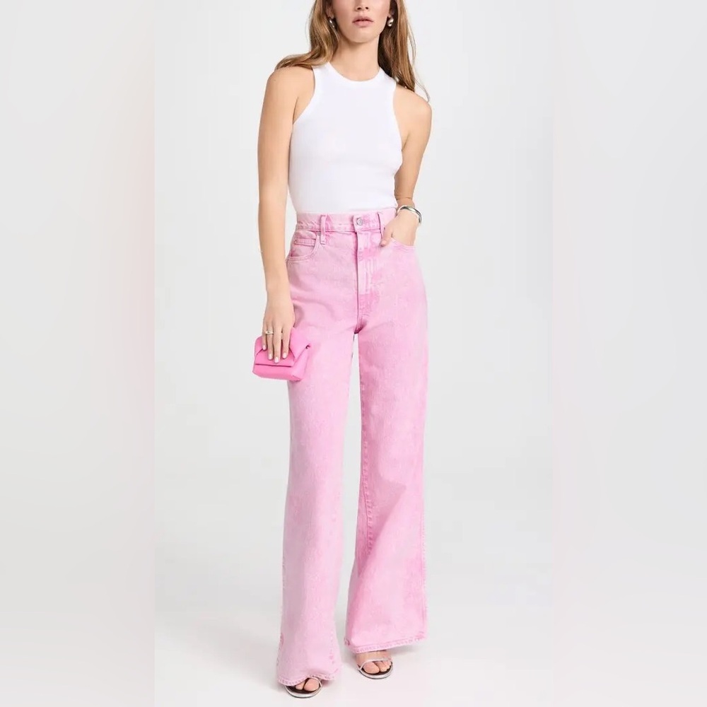 AMO Pink High-Rise Wide Leg Jeans